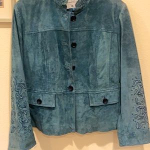 Beautiful blue suede jacket new never worn